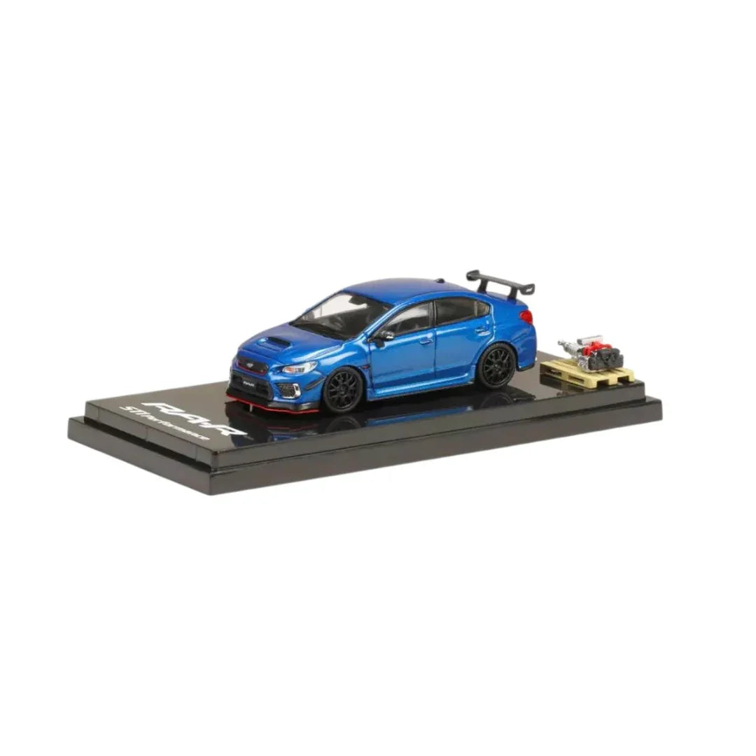 1:64 Hobby JAPAN HJ641040BL Subaru WRX STI RA-R w/EJ20 With Engine Display- Blue - Jaiman Toys