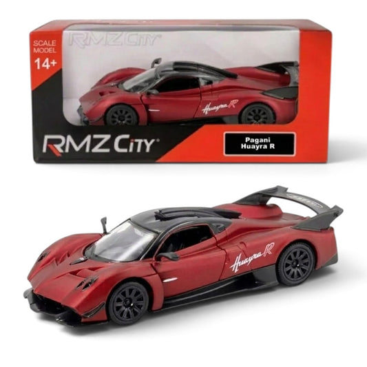 RMZ City Pagani Huayra R Die-Cast Model Car – Metallic Red Collectible Racing Supercar with Opening Doors, Pull Back Action