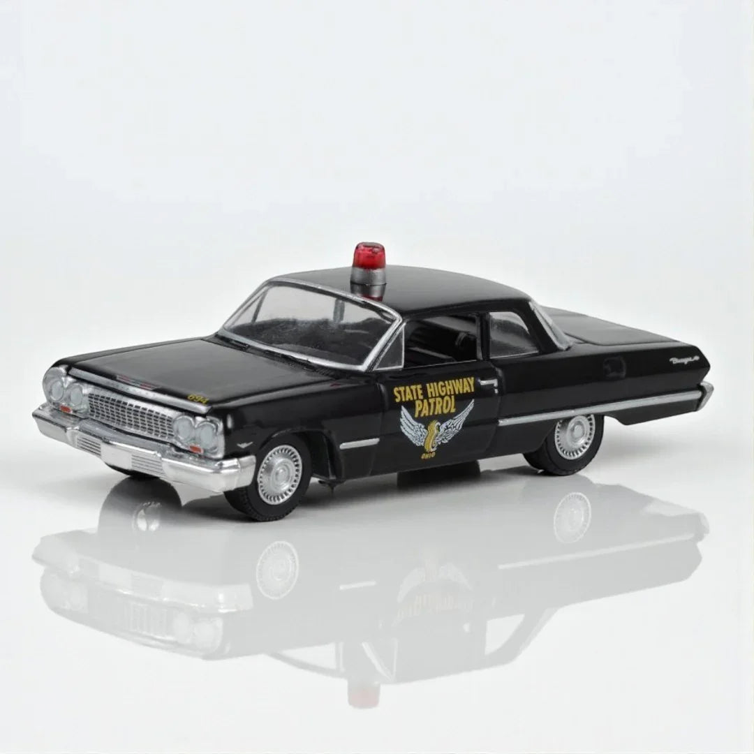 1963 Chevrolet Biscayne Black "Ohio State Highway Patrol" "Hot Pursuit" Series 43  Diecast Model Car by Greenlight