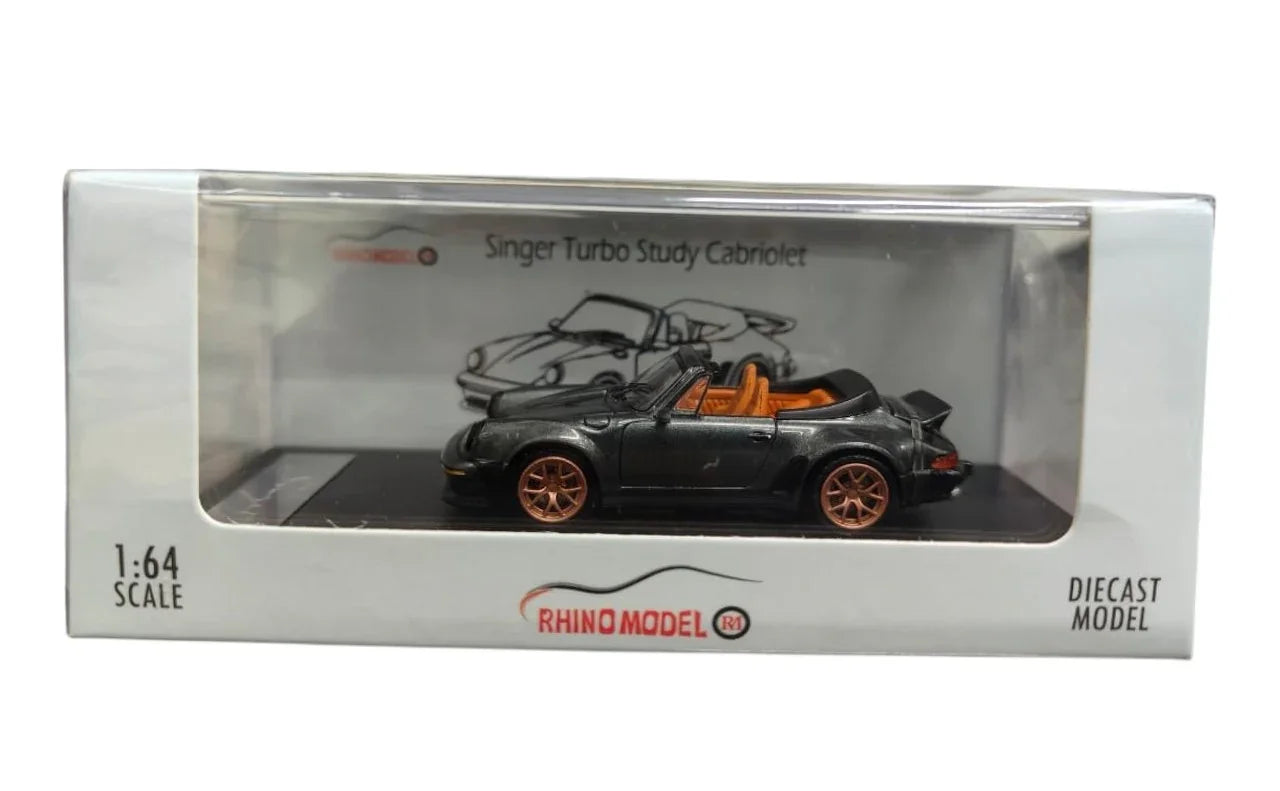 Rhino Model 1:64 Porsche Scale Singer 930 Turbo Study Cabriolet Convertible – Grey Diecast Car Model - Jaiman Toys