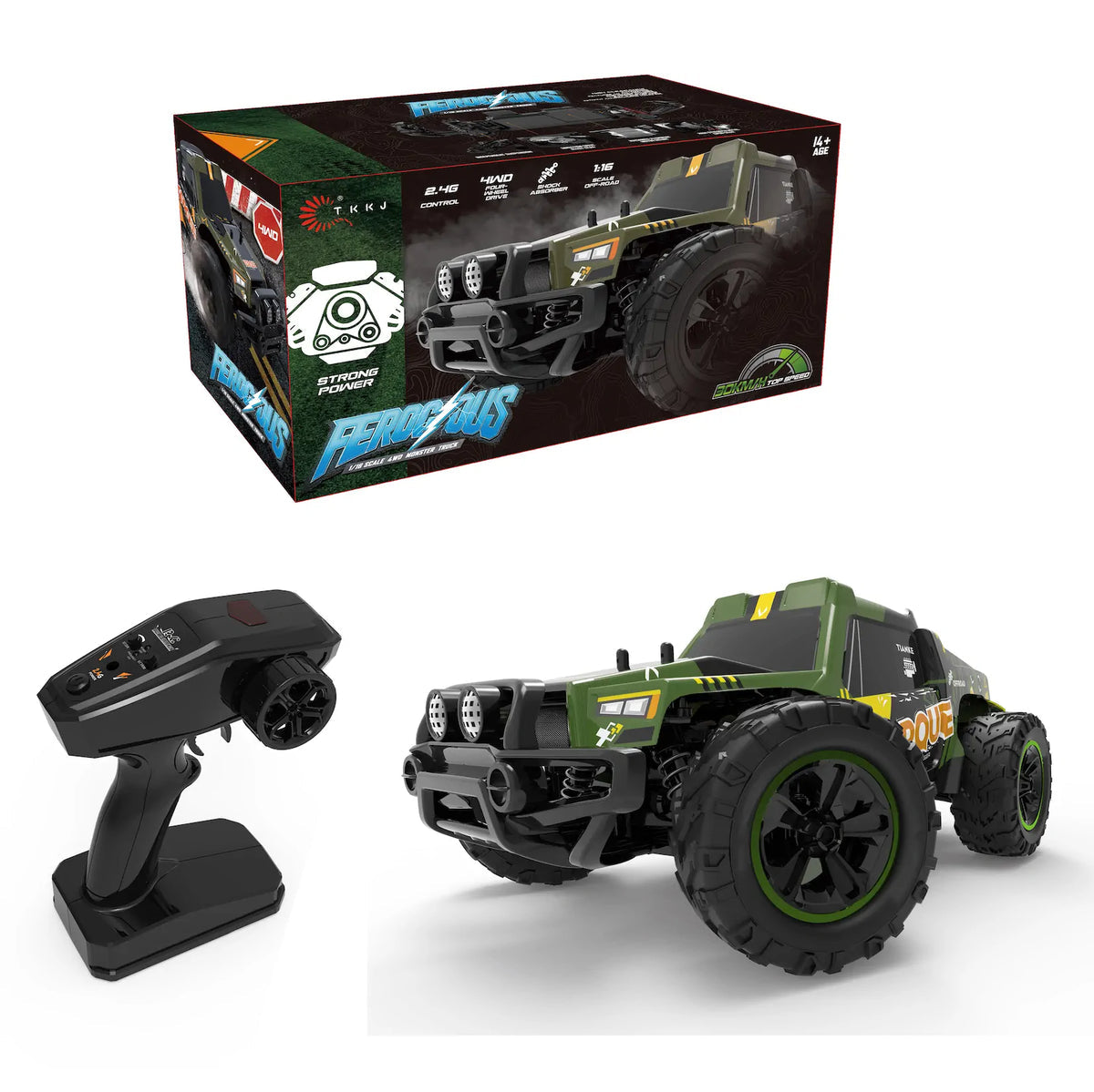 TKKJ 1:16 Scale RC Monster Truck Banshee 4WD High Speed Off-Road Remote Control Car – Dual Color Variants