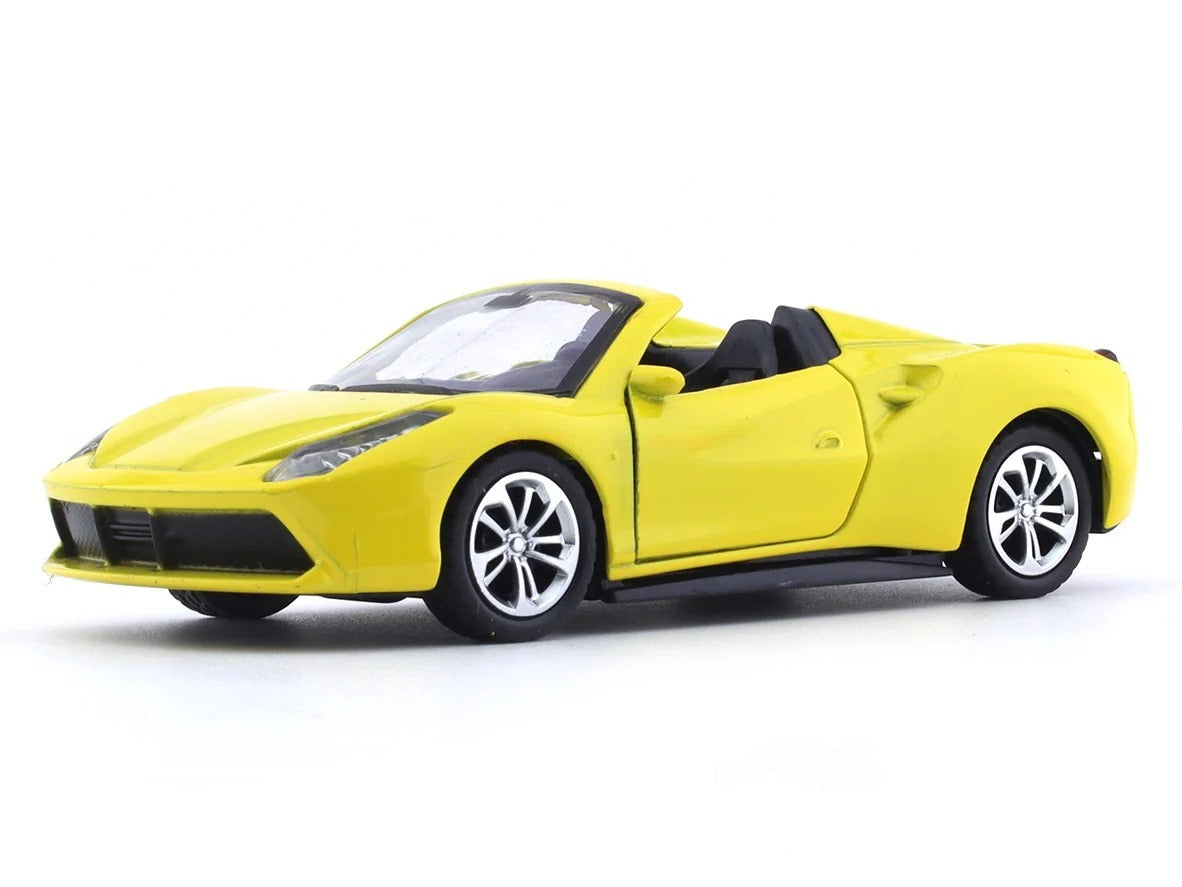 Road Burner 1:36 Yellow Die-Cast Sports Car with Pull-Back Action & Opening Doors
