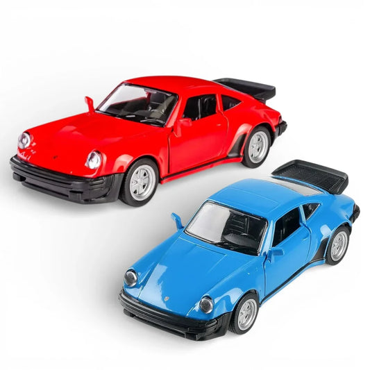 RMZ City 1:36 Porsche 911 Turbo 3.3 Die-Cast Car | Pull Back & Go | Openable Doors | Red / Blue