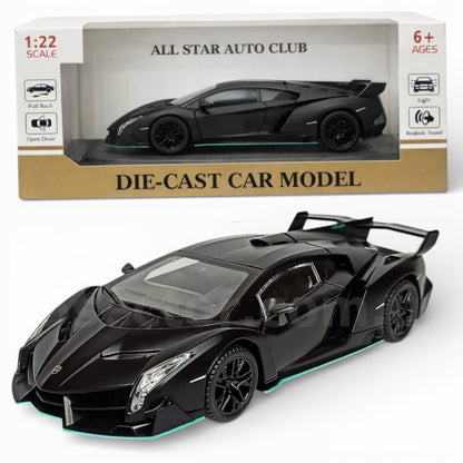 HQT 1:22 Scale Die-Cast Lamborghini Venom Model – Premium Collectible Edition (Light & Sound | Pull Back Action)