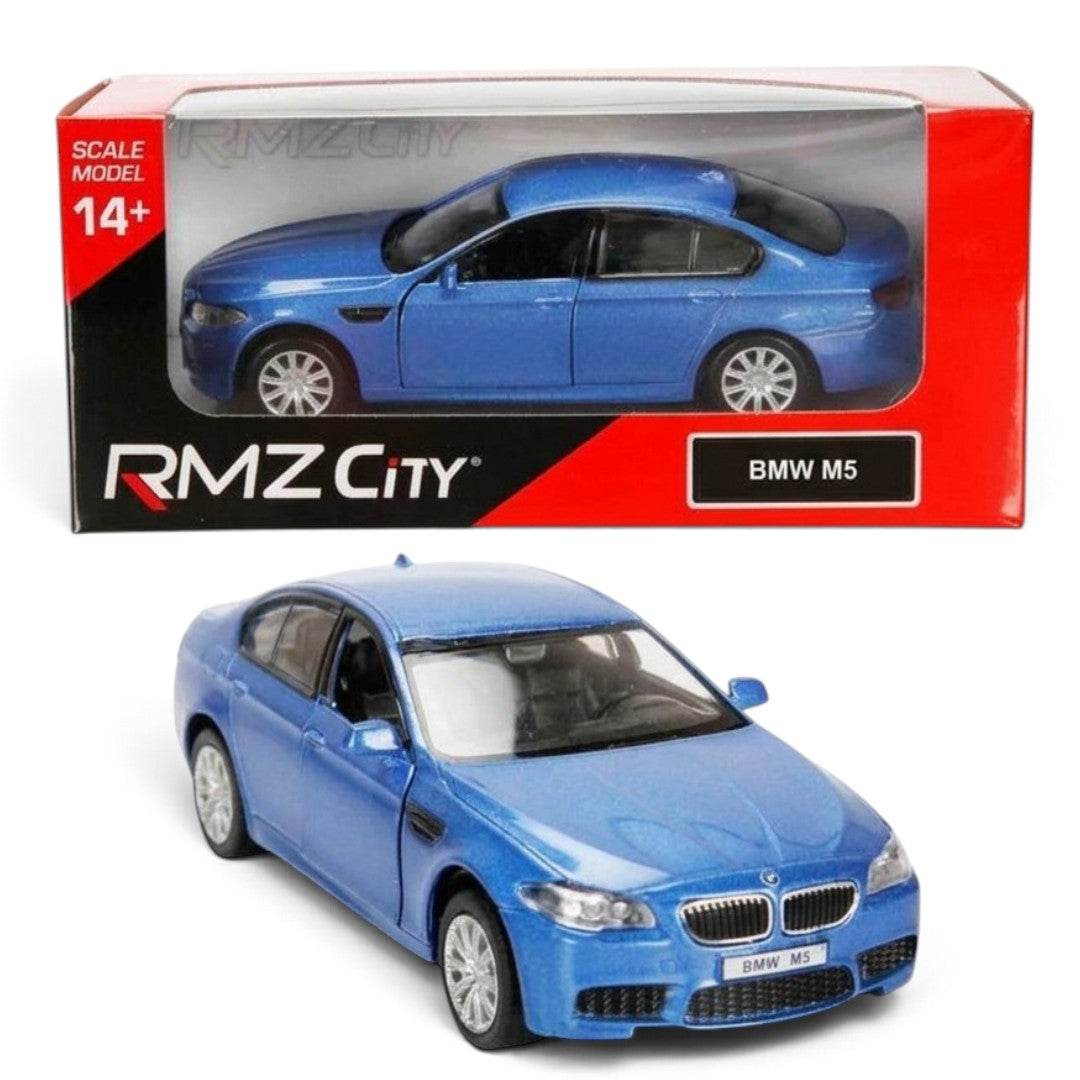 RMZ City 1:32 Scale BMW M5 Die-Cast Model Car – White & Metallic Blue | Collectible Luxury Sports  with Opening Doors 2 Colour Variants