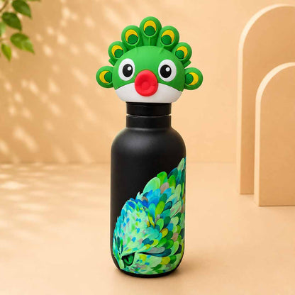 AFRESH 365 Animal Head Collection Peacock Stainless Steel Vacuum Insulated Water Bottle 500ml with Tea Infuser Filter