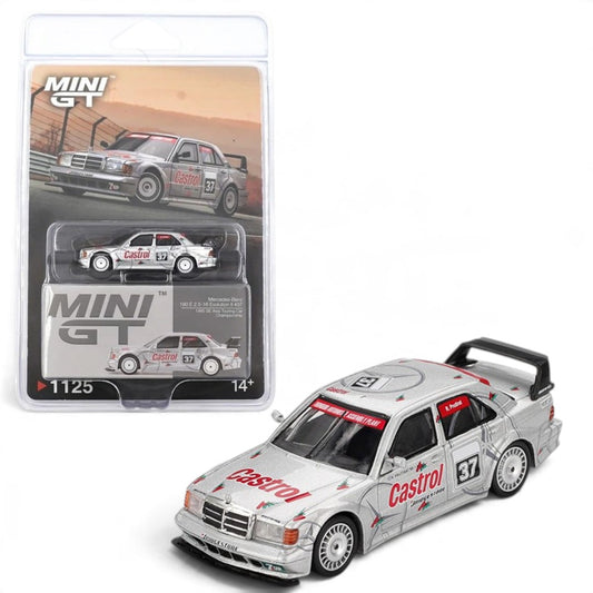 MINI GT 1:64 (Blister Pack) Mercedes-Benz 190E Evolution II #37 Castrol Diecast Racing Car – 1995 SE Asia Touring Car Championship