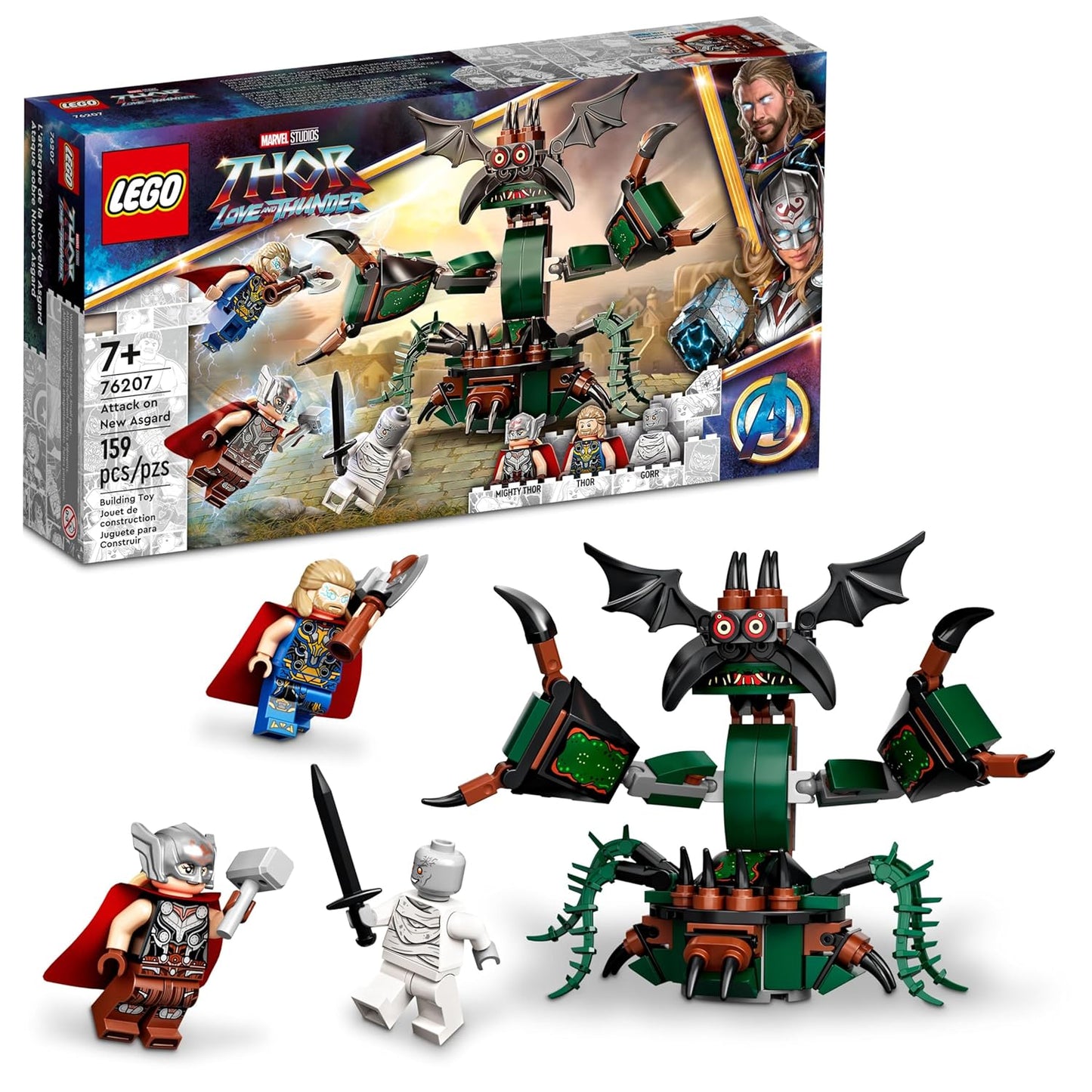 LEGO Marvel Attack on New Asgard, Thor Buildable Toy 76207 with Hammer