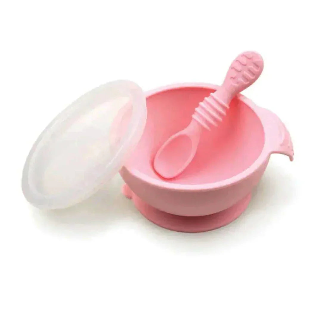 Bumkins Silicone First Feeding Set Pink for Toddlers - Jaiman Toys