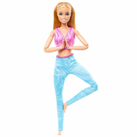 Barbie Made to Move Fashion Doll with Blonde Hair & 22 Articulated Joints | Pink Sports Top & Blue Yoga Pants