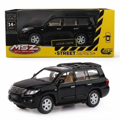 MSZ 1:38 Lexus LX570 Die-Cast Model SUV with Openable Doors & Pull-Back Action | White/Black Variants