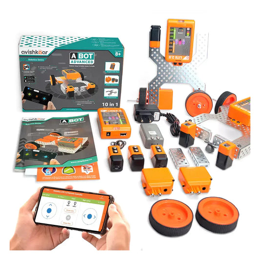 Avishkaar ABot Advanced 10-in-1 DIY STEM Metal Robotics Kit | Build & Code Robots | Ages 8+
