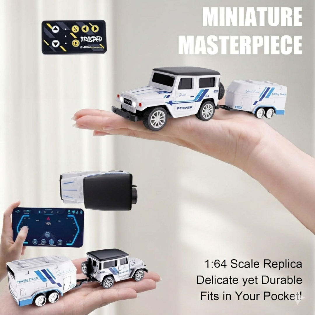 Trasped 1:64 Mini RC Off-Road Car – Pocket Size Remote Control SUV with App Control, 2.4GHz Controller & Rechargeable Battery (5 Colors)