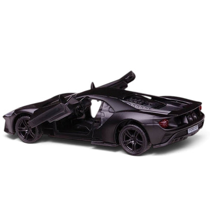 RMZ City Ford GT 1:32 Scale Die-Cast Model Car – Matte Black Collectible Supercar with Opening Doors, Pull-Back Action