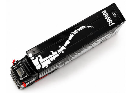 Maxwell 1:64 Scania S730 RAWR! Racing Team #77 Enclosed Transporter Truck Diecast Model – Black, White & Red