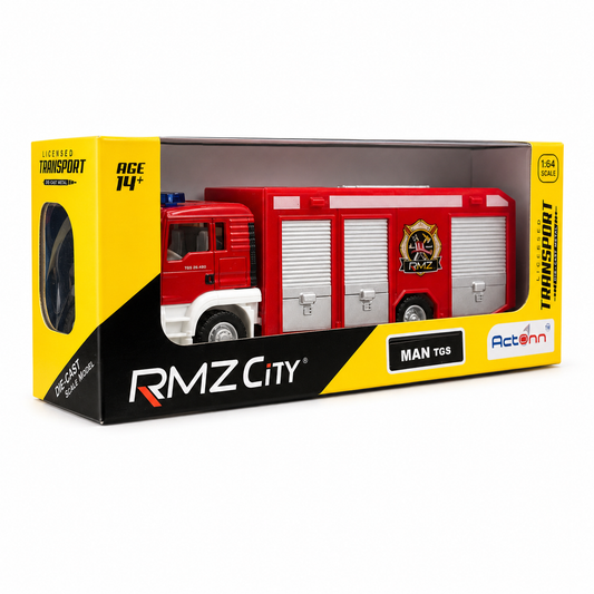 RMZ City 1:64 MAN TGS Fire Rescue Truck Die-Cast Model – Red & White