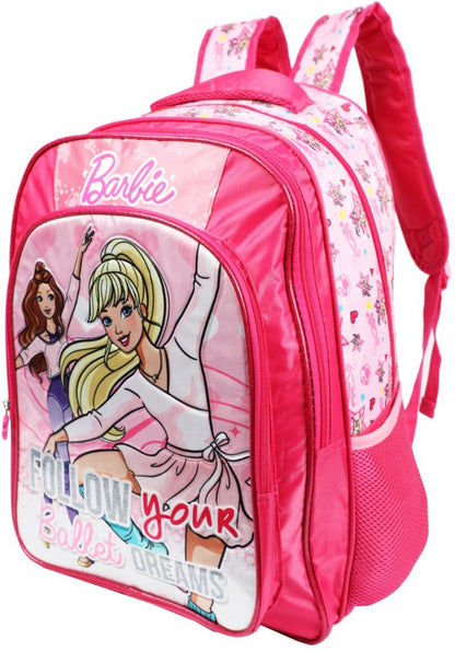 Barbie Kids School Backpack – Pink Ballet Theme School Bag for Girls (41 cm) with Multiple Compartments