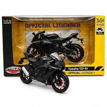 MSZ 1:12 Yamaha YZF-R1 Diecast Sports Motorcycle, Red & White – Collectible Bike Model With 3 Variants