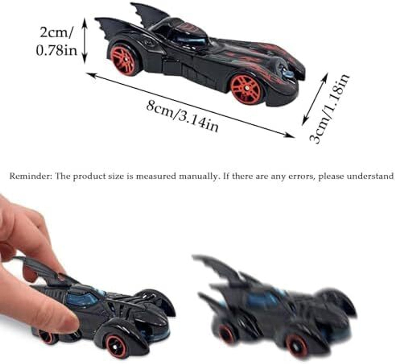 Batman Die-Cast Alloy Car Set (Pack of 6) | Push & Go Superhero Toy Cars | Premium Metal Mini Vehicles for Kids Ages 3+ | Collectible Black Bat Cars