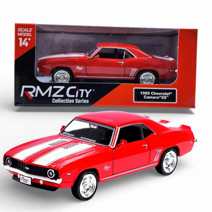 RMZ City 1:36 1969 Chevrolet Camaro SS Die-Cast Car | Pull Back & Go | Openable Doors | Red / Black