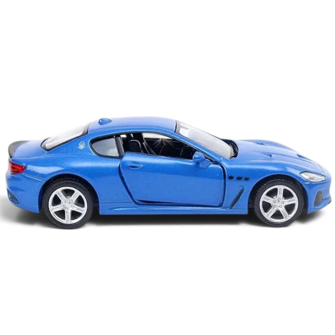 RMZ City Maserati GranTurismo MC 1:32 Scale Die-Cast Model Car – Metallic Blue Italian Luxury Car Collectible with Opening Doors, Pull-Back Action