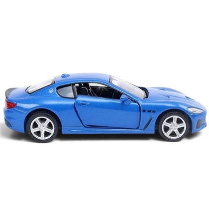 RMZ City Maserati GranTurismo MC 1:32 Scale Die-Cast Model Car – Metallic Blue Italian Luxury Car Collectible with Opening Doors, Pull-Back Action