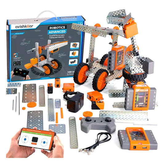 Avishkaar Robotics Advanced Kit | 150-Model STEM Coding & Robotics Set for Ages 10+