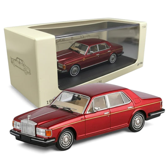 GFCC 1:64 1994 Rolls-Royce Silver Spur, British Silver With Gold Beltline in Red Diecast Model Car