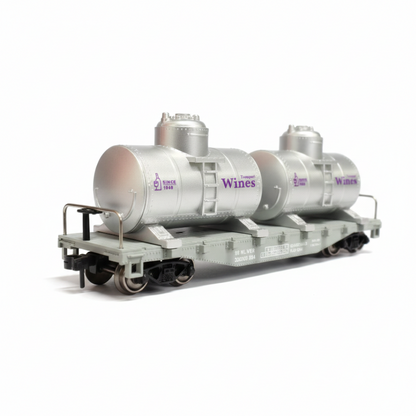 HANFIY HO Scale Flat Car with Dual Wine Tank Containers – Realistic Freight Wagon 1:87 Model Train | Hanfiy