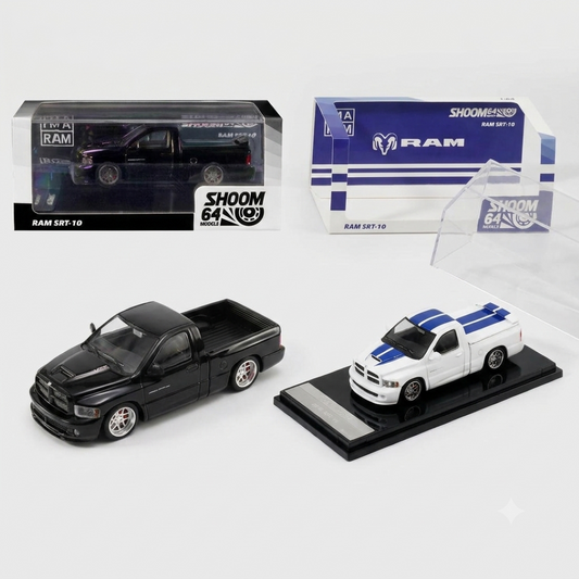 GCD Shoom64 Models 1:64 Dodge Ram SRT-10 Pickup Truck Diecast Model Car | White & Black Colour Variants