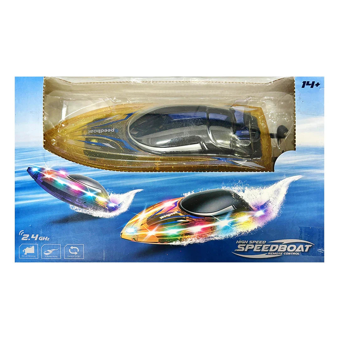 High Speed Remote Control Speedboat 2.4GHz Colorful Lights Waterproof Boat - Jaiman Toys