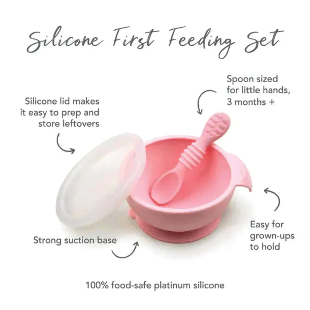 Bumkins Silicone First Feeding Set Pink for Toddlers - Jaiman Toys