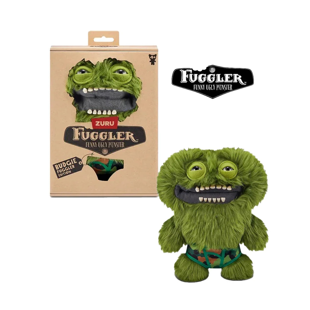 Fuggler Grumpy Green Plush Monster (Camo Pants) – Funny Ugly Monster Soft Toy by ZURU – 9 inch - Jaiman Toys