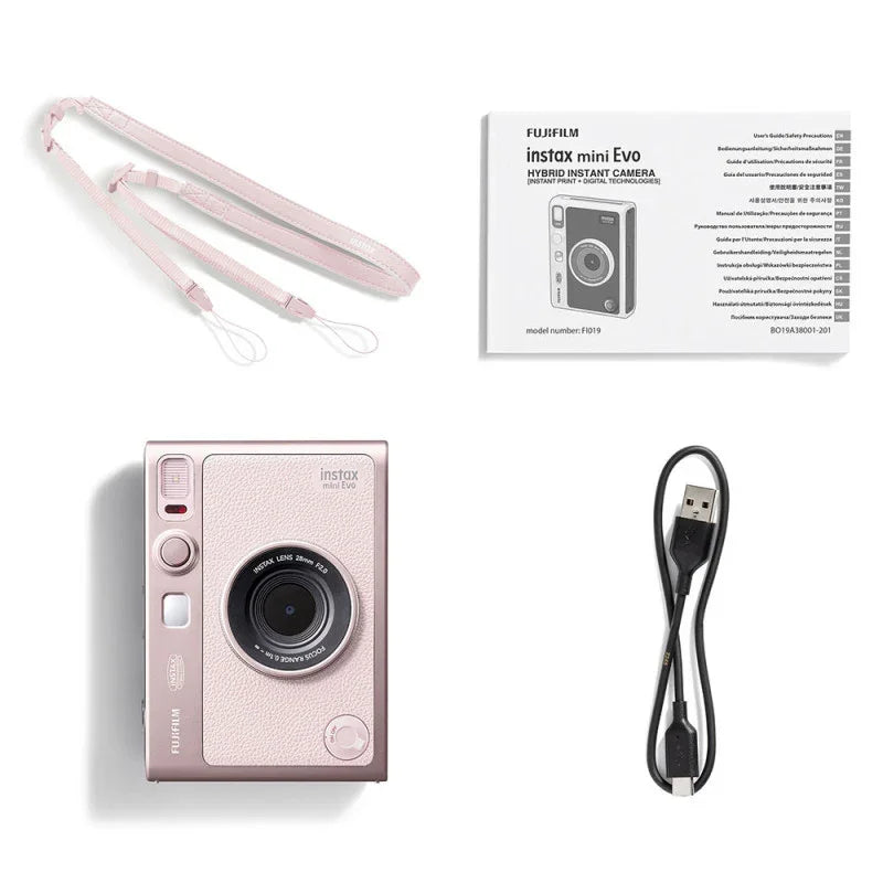 Fujifilm Instax Mini Evo Hybrid Camera Premium Edition with 20 Shots – Gentle Rose