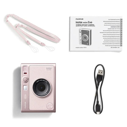 Fujifilm Instax Mini Evo Hybrid Camera Premium Edition with 20 Shots – Gentle Rose