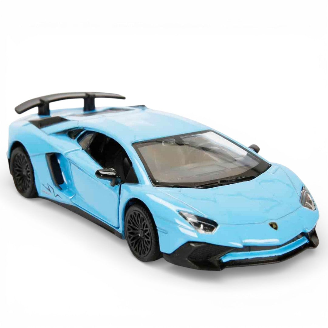 RMZ City 1:36  Lamborghini Aventador SV Coupe Diecast Car Model – Blue | Openable Doors, Sound & Light