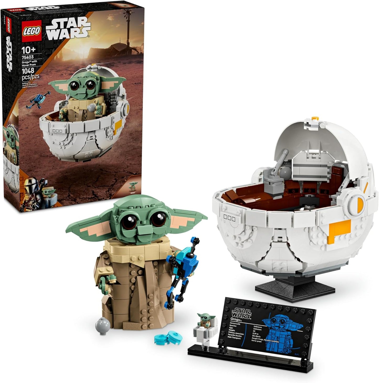 LEGO 75403 Star Wars: The Mandalorian Grogu with Hover Pram Building Toy