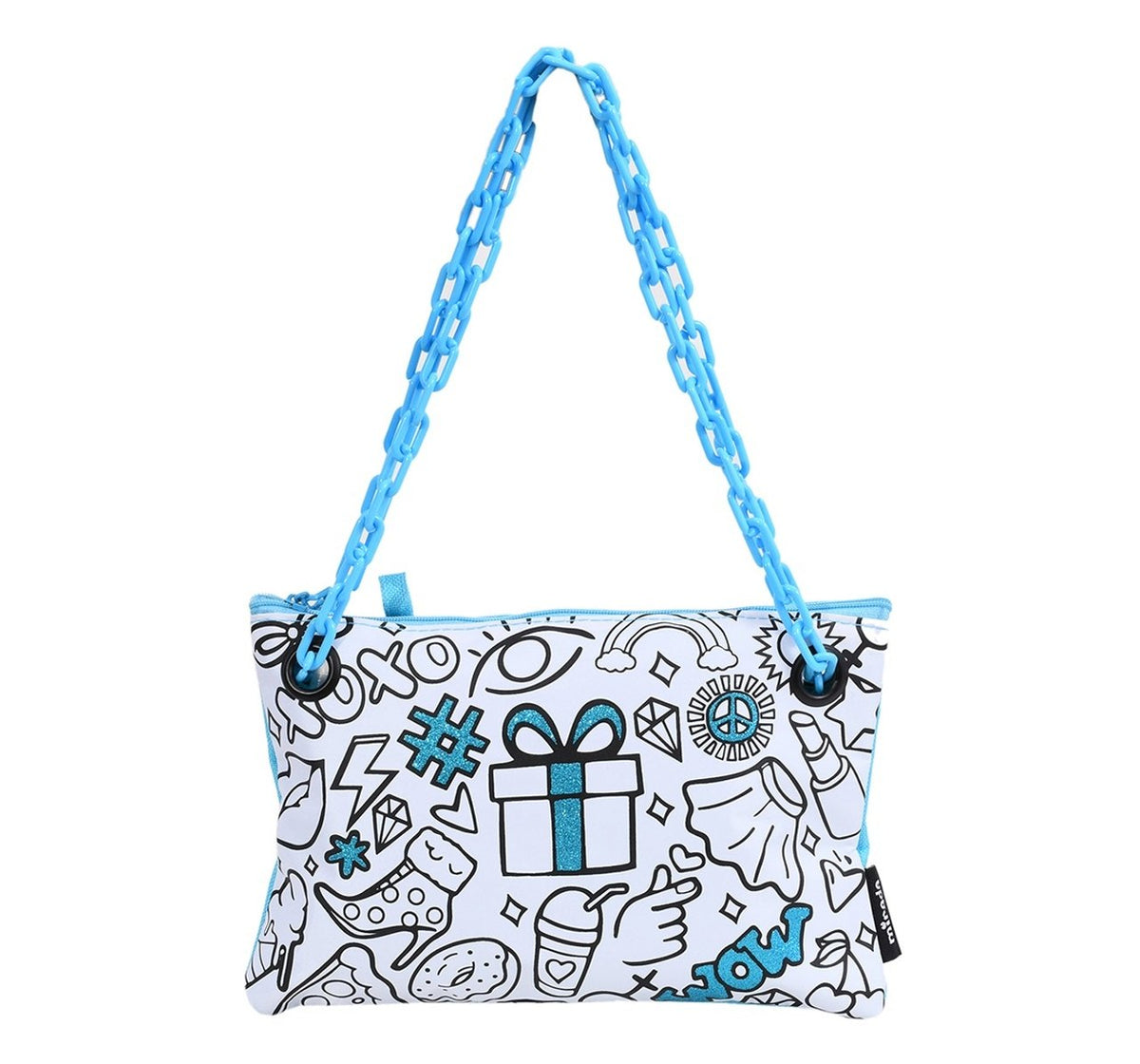 Mirada Colour Me Pretty Funky Purse DIY Craft Kit for Kids | Color Your Own Handbag Set with 5 Permanent Fabric Markers & Chain Strap