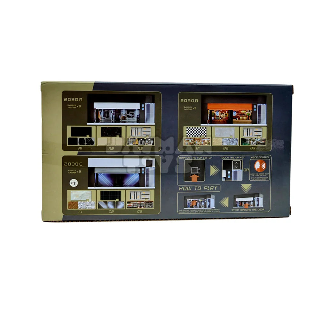 Electric Motorized Garage – Voice Control, 1:64 Scale Display Diorama for Die-Cast Cars (PosterCars /Tomica/Mini GT) - Jaiman Toys