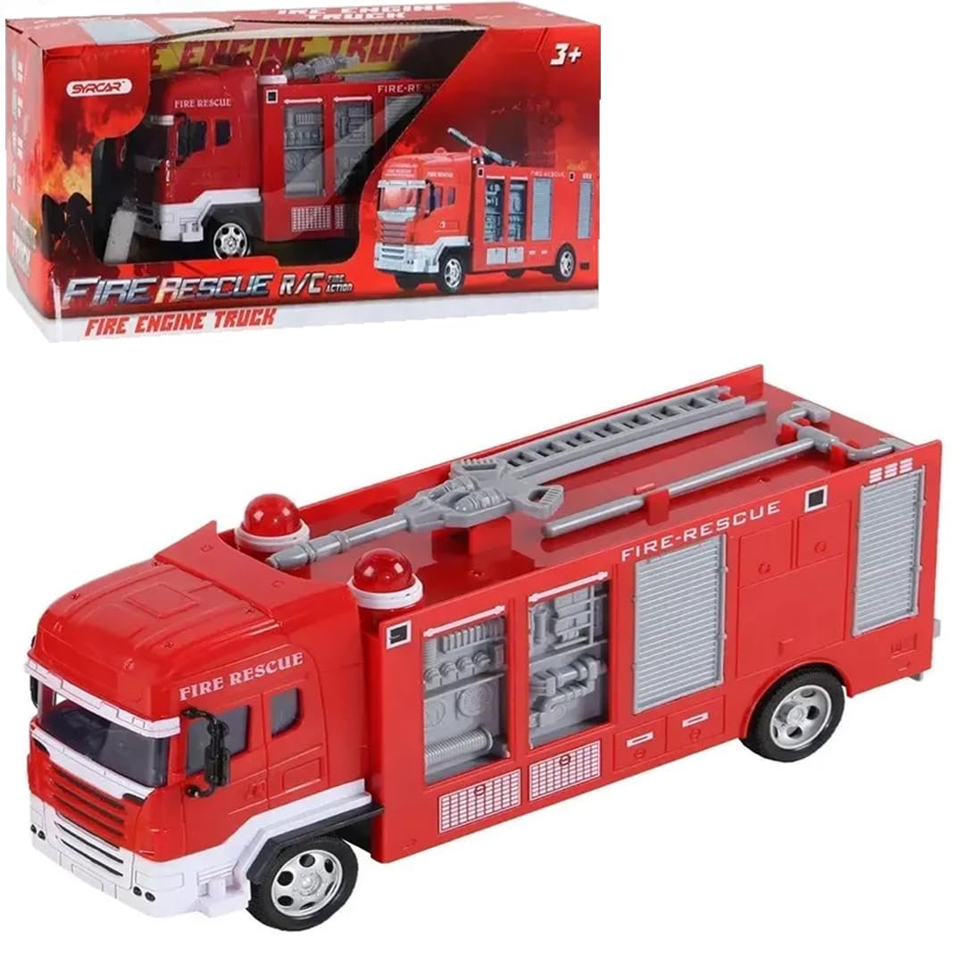 Breatoi ! Kids Fire Rescue, R/C Fire Engine Truck, Fire Rescue Remote Control Fire Action, Light & Sound For The Kids Age 3+...,Red