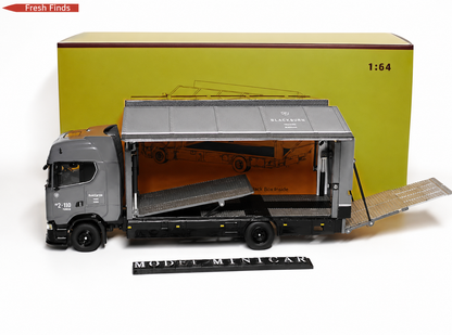 GCD 1:64 Black Bird Scania S730 Transport Truck Diecast Model | All Metal Car Carrier Vehicle Collectible