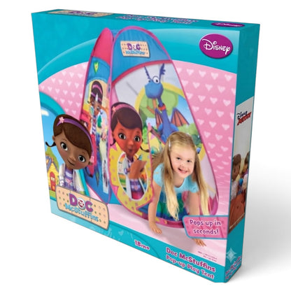 Disney Doc McStuffins Pop Up Hideaway Tent for Kids – 75 x 75 x 90 cm | Colourful Indoor Play Tent & Playhouse for Pretend Play
