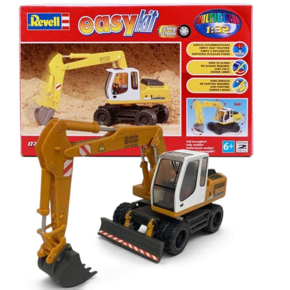Revell 1:32 Scale Liebherr A 900 C Litronic Easykit 07702 Snap-Fit Wheeled Excavator Model Kit with Rolling Wheels, Movable Arm and Bucket