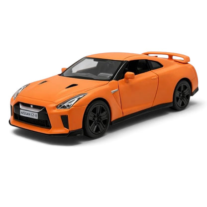 RMZ City Nissan GT-R R35 1:32 Scale Die-Cast Model Car – Orange Japanese Sports Car Collectible with Opening Doors, Pull-Back Action,