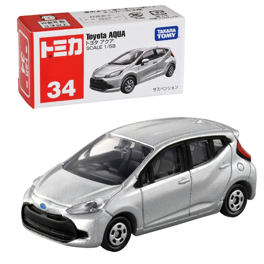 Toyota #034 Aqua Silver - TAKARA TOMY -Diecast Scale Model Car - 1/59