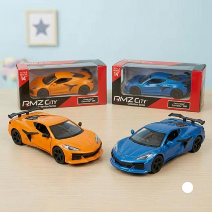 RMZ City Chevrolet Corvette Z06 1:32 Scale Die-Cast Model Car – With 2 Variants Collectible Car with Opening Doors, Pull-Back Action