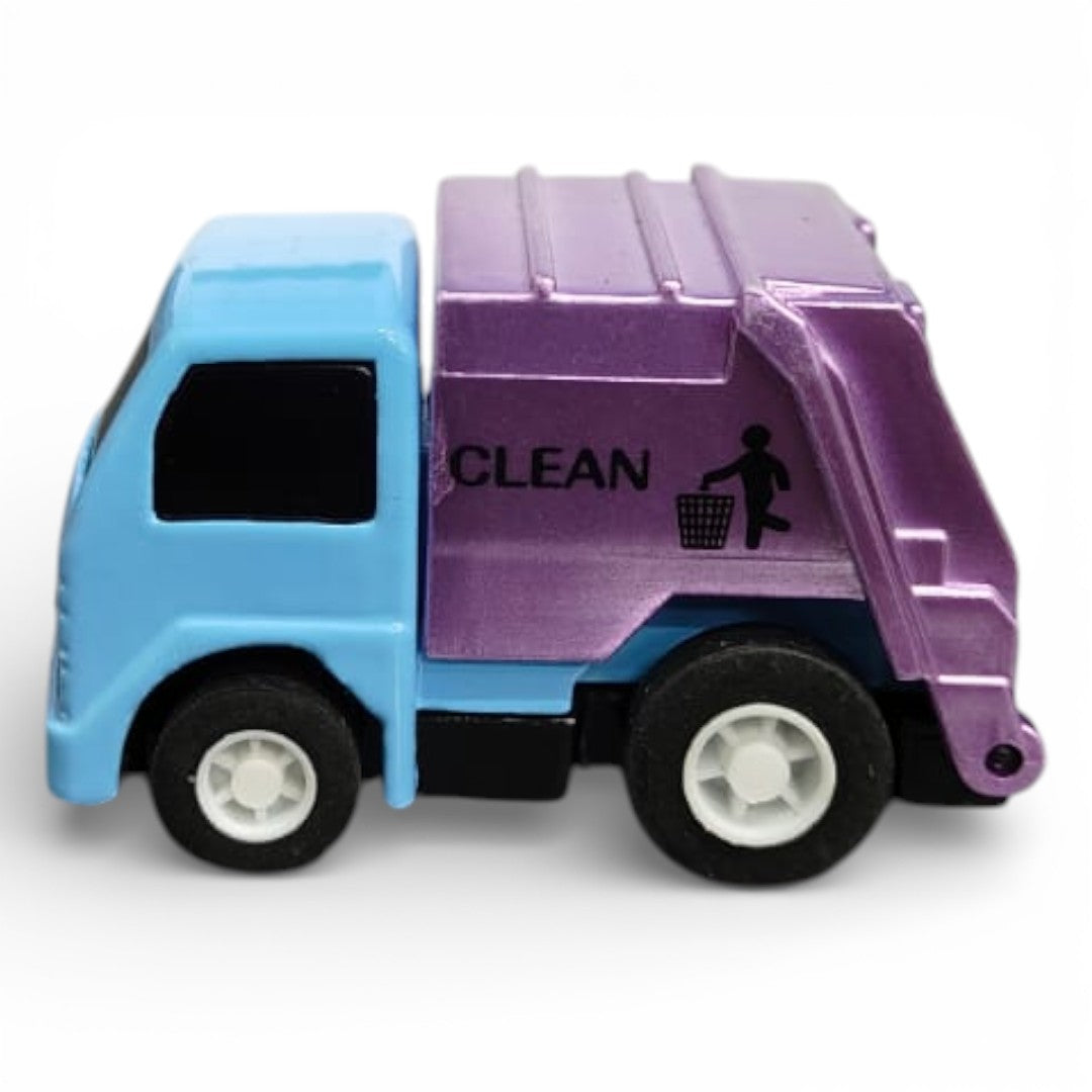 Joy Junction 1:64 Mini Racer Alloy Metal Garbage Truck Toy with Pull-Back Function