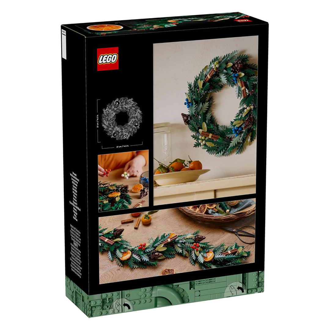 LEGO Icons 10340 : Botanicals Wreath Centrepiece Table Decorations, Christmas Garland, Home Decor Toys Idea for Adults (1194 Pieces)