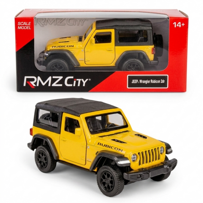 RMZ City 1:32 Jeep Wrangler Rubicon Alloy Diecast Model Car – Pull Back & Go | Openable Doors | 3 Color Variants
