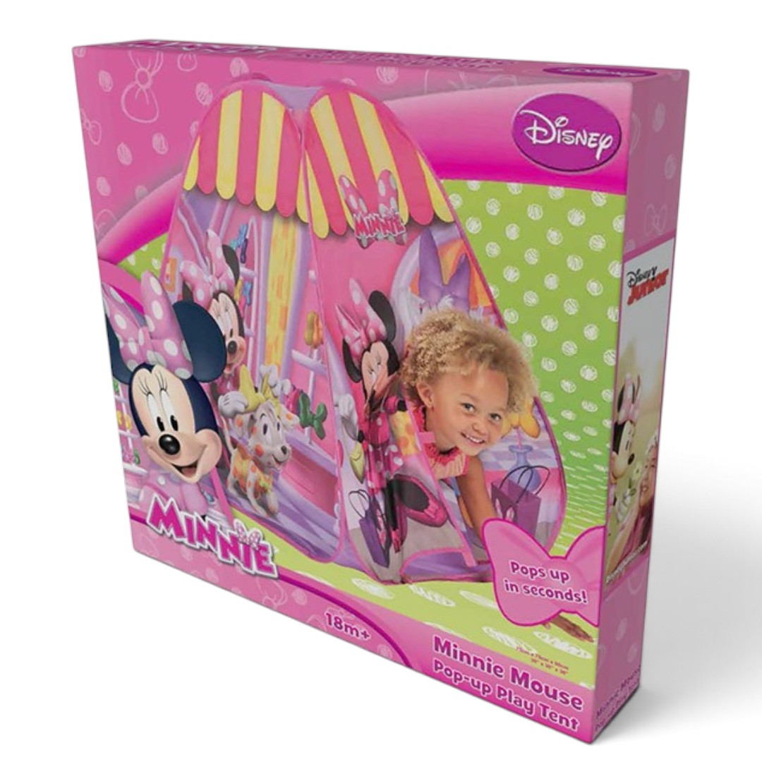 Disney Minnie Mouse Boutique Pop-Up Hideaway Tent for Kids – 90 x 75 x 75 cm | Colourful Indoor Play Tent & Playhouse for Pretend Play